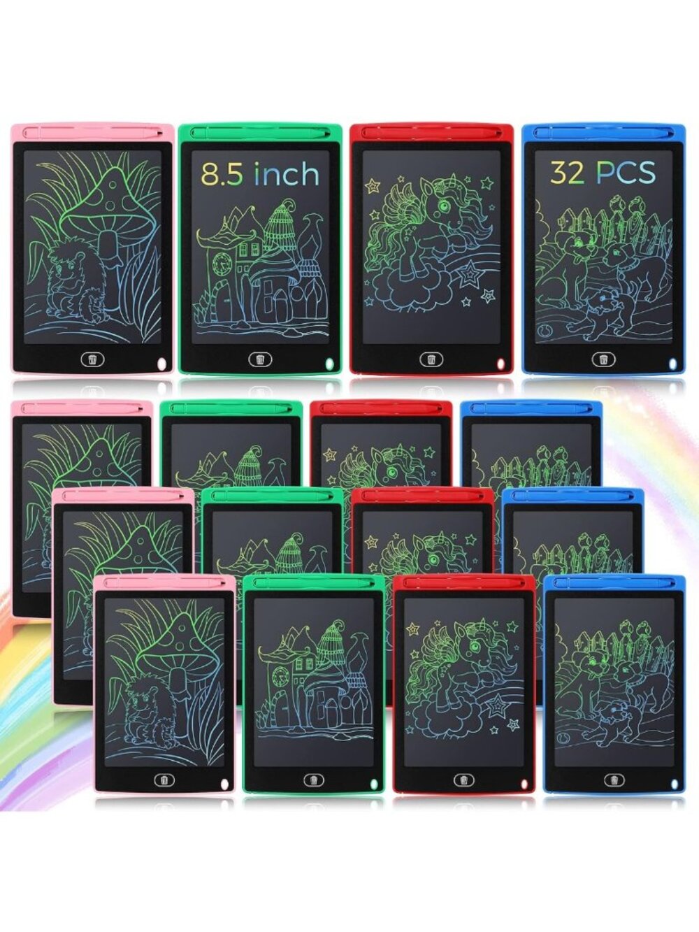 32 Pcs LCD Writing Tablet Set - Colorful Doodle Boards for Kids, Erasable